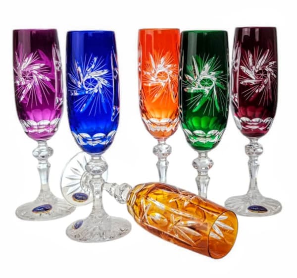 Färgglada kristallchampagneglas 170ml Olive Grinder