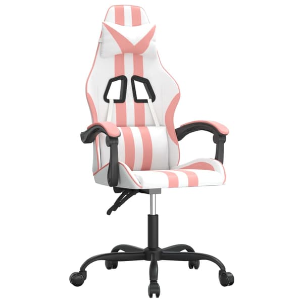 vidaXL Gamingstol, vit och rosa, konstläder