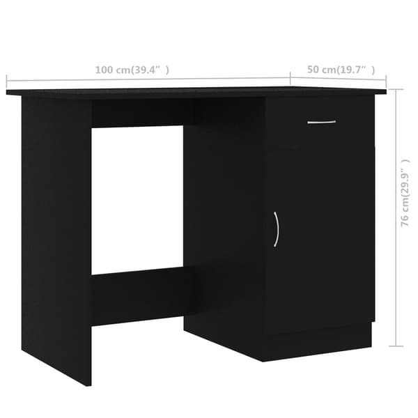 vidaXL skrivebord, sort, 100x50x76 cm, spånplade