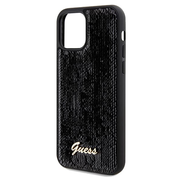 Guess Sequin Script Metallskal till iPhone 12/12 Pro, Svart