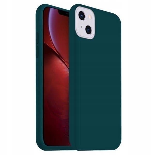 Etui til iPhone 13 Silikone Mat Grøn Bagside Slim+ 9H Glas