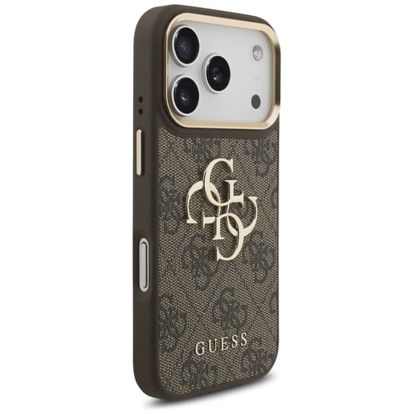 Guess 4G Big 4G Classic Logo BigStrap Metalknapper Etui til iPhone 17 Pro Brun