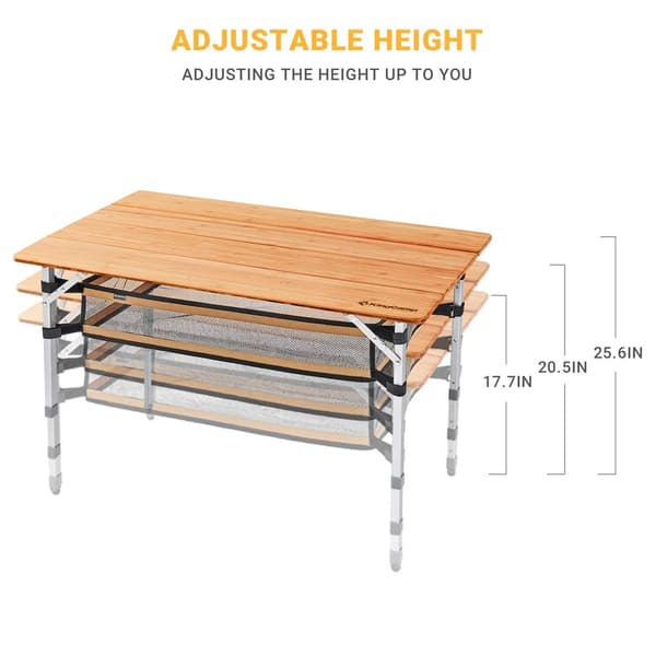 KING CAMP Campingbord i bambu 100 x 65 cm