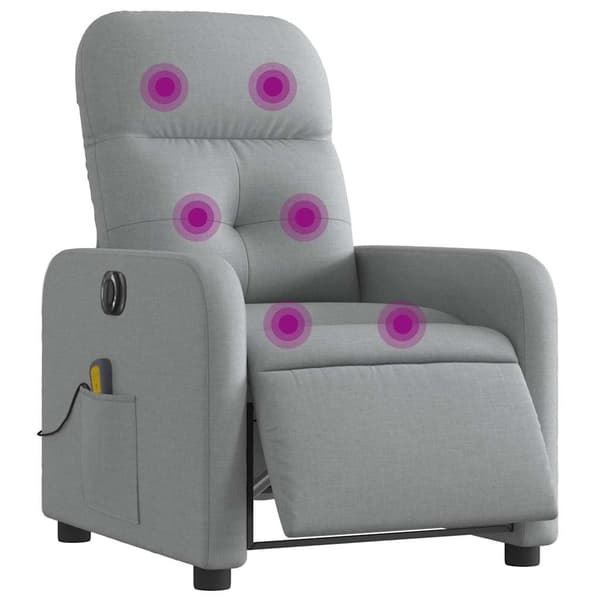 vidaXL Elektrisk massagefåtölj ljusgrå tyg