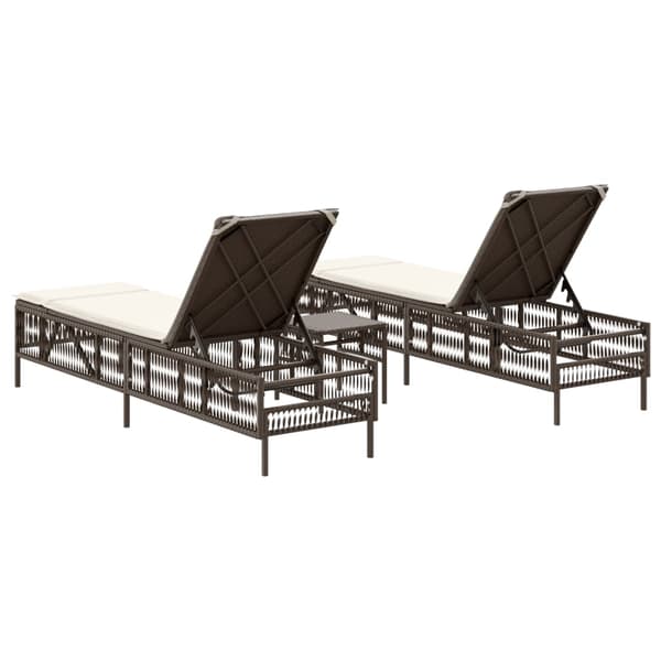 vidaXL Solstolar med bord, set om 2, brun, polyrotting