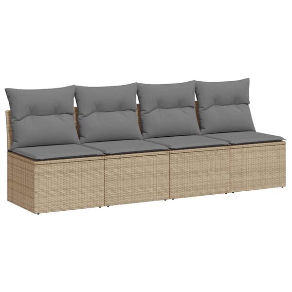vidaXL Puutarhasohva tyynyillä, 4-istuttava, beige, polyrottinki