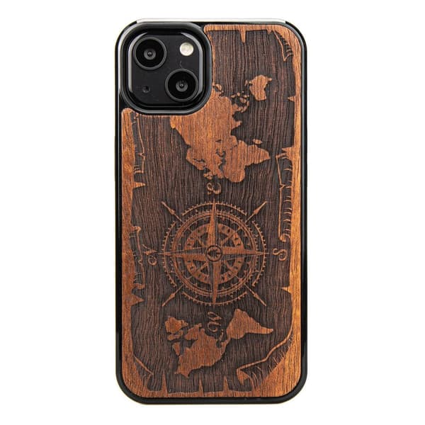 Træcover til iPhone 13 WIND ROSE MERBAU