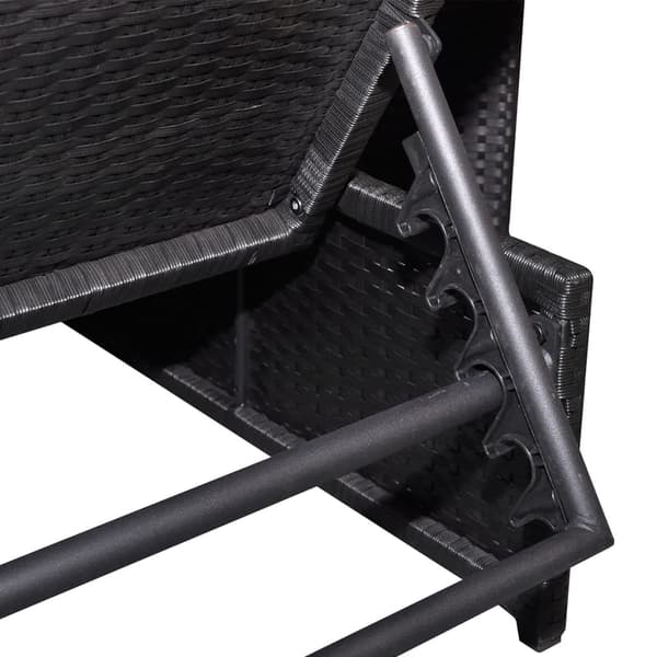 vidaXL liggestole med bord, sæt med 2, polyrattan, sort