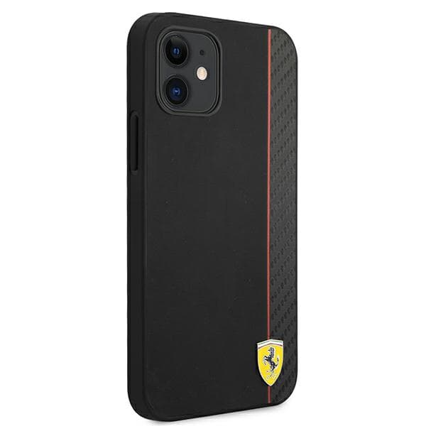 Ferrari On Track Carbon Stripe-cover til iPhone 12 mini, sort
