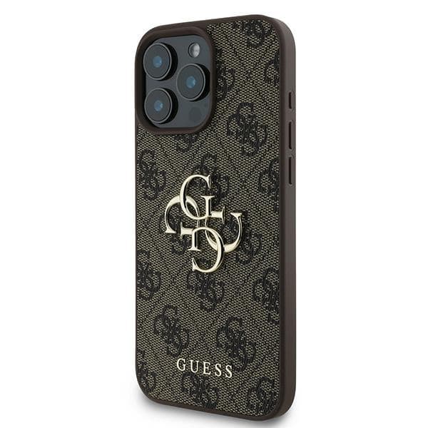 Guess 4G stort logo-cover til iPhone 16 Pro, brun
