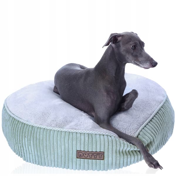Rund pufpude til hund og kat, blød seng, DOTTY plys