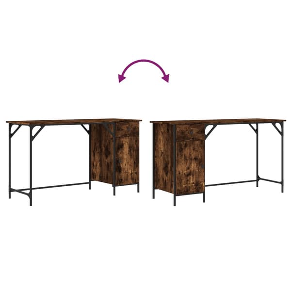 vidaXL computerbord, røget eg, 131x48x75 cm