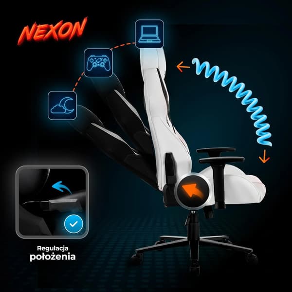 NEXON Snurrstol Gaming Vit Modern