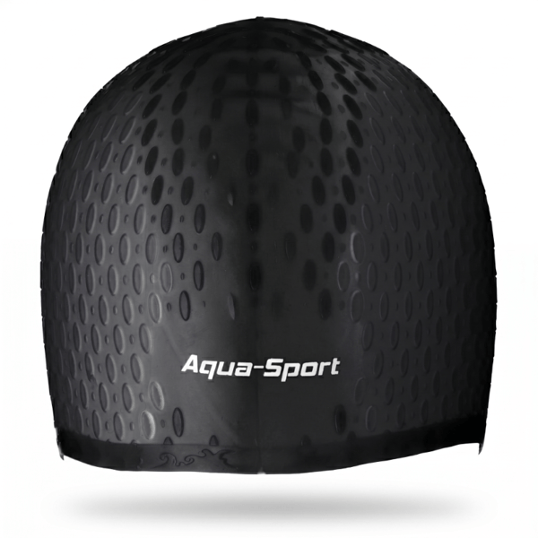 Aqua-Sport silikonbadehat til langt hår sort AS1261