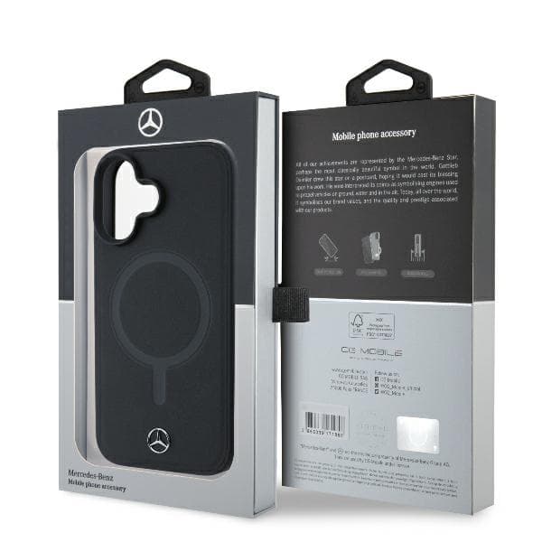 Mercedes Smooth Læder MagSafe-etui til iPhone 16 Plus, Sort