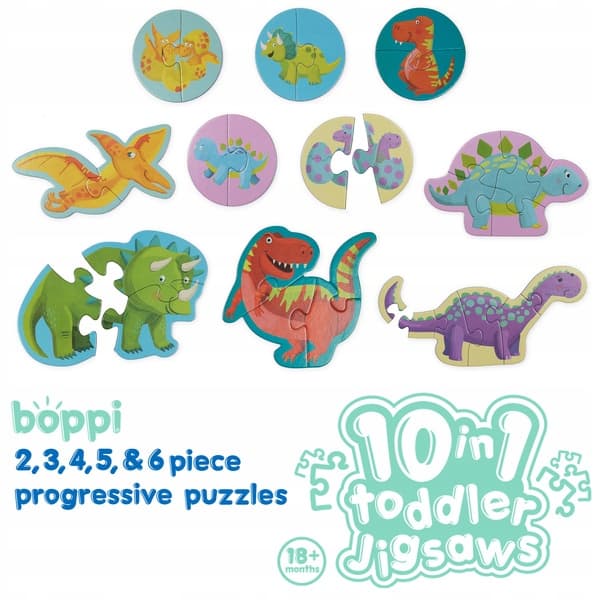 BOPPI 10-i-1 progressivt dinosauriepussel, 30 bitar