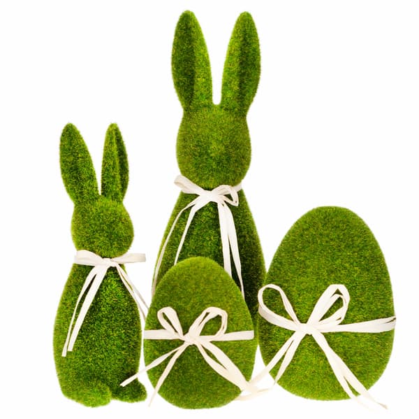 TG55575 PÅSKÄGG FLOCKADE GRÖNA MOCKA 20 CM