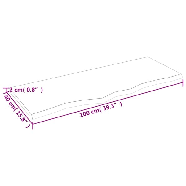 vidaXL bordplade 100x40x2 cm ubehandlet egetræ