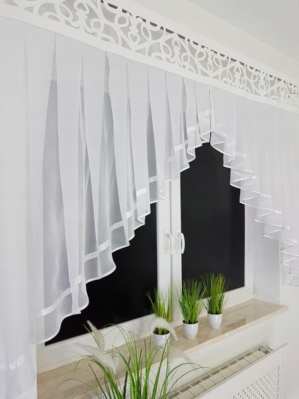 Gardin med genombruten panel, vit, 200 cm