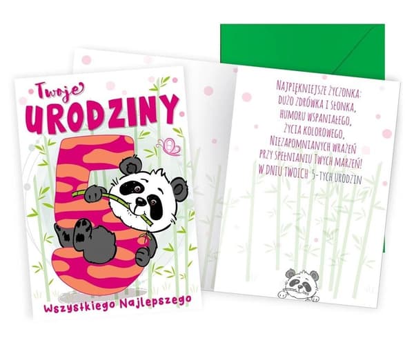 Kort B6 Födelsedag 5 panda