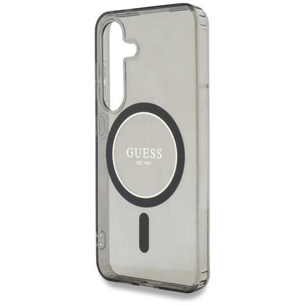 Guess Glitter Circle Classic Logo MagSafe-etui til Galaxy S25, sort