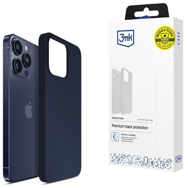 3MK Silikone Etui til iPhone 16 Pro, Marineblå