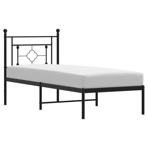 vidaXL metalsengestel med hovedgærde sort 75x190 cm