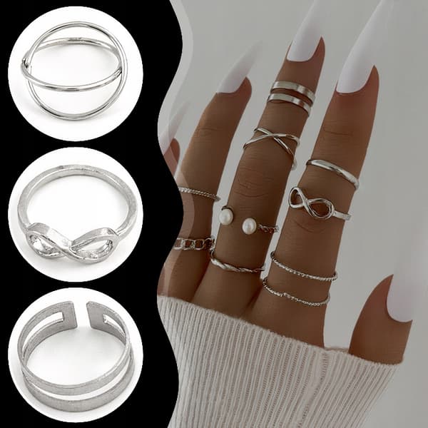 silverringset med silverringar moderiktiga ringset