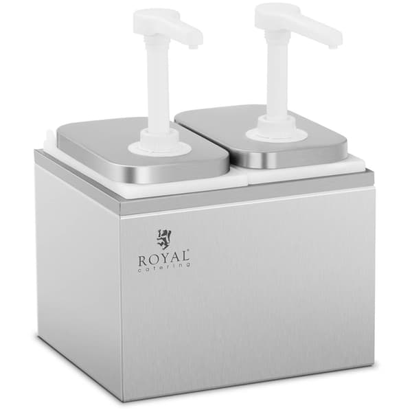 Dobbelt saucedispenser med pumpe i rustfrit stål 2 x 2 l