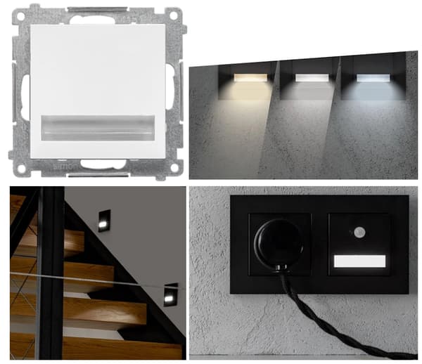 Simon 55 LED-trapplampa neutralvit 0,9W mattvit