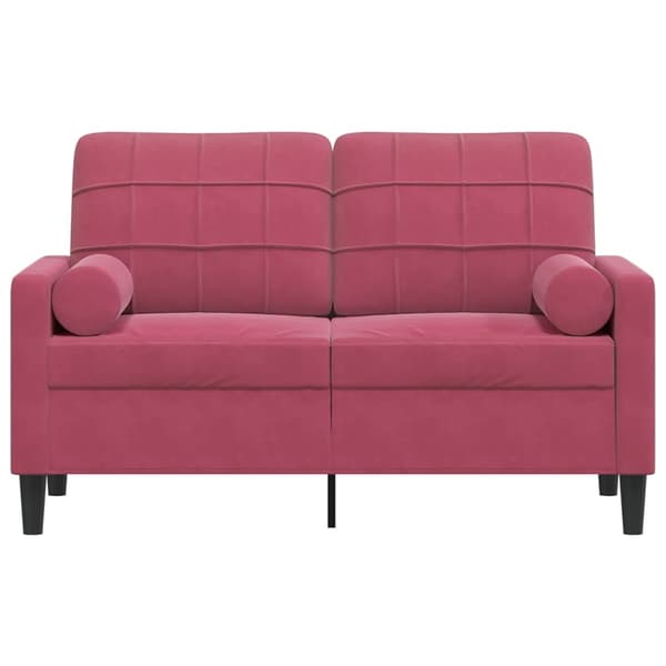 vidaXL 2-sitssoffa med kuddar vinröd 120 cm sammet