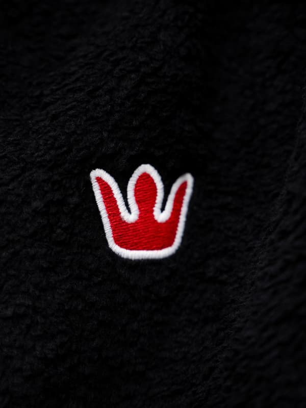 Herre oversize sort teddy simple Crown sherpa hættetrøje L