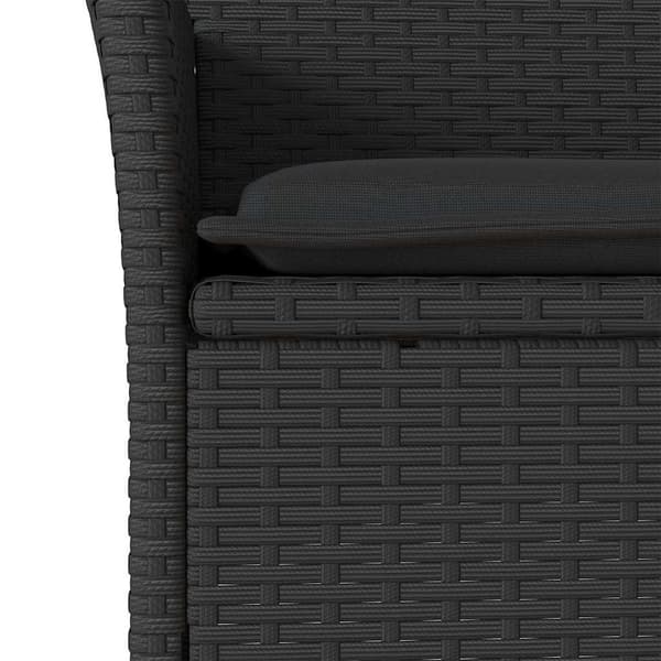 vidaXL havemøbelsæt med 3 dele og hynder, sort, polyrattan