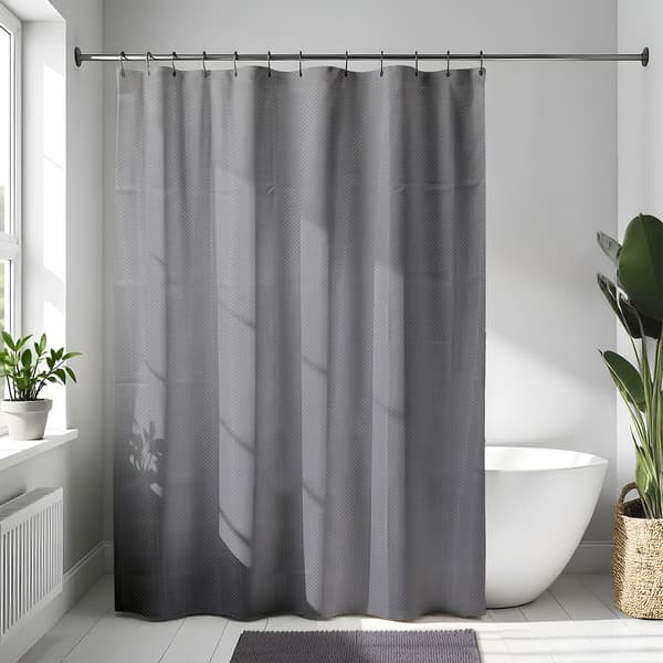 Grått duschdraperi med diamanter, höjd 200 cm