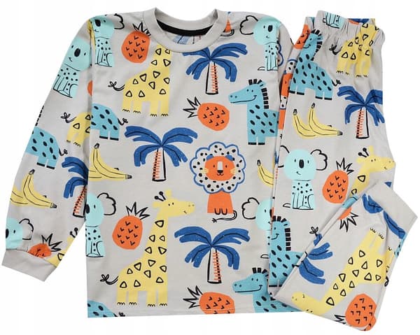 PYJAMASSET långärmat ZOO djur beige 6 J201C