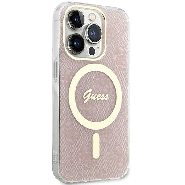 Guess IML 4G MagSafe-etui til iPhone 15 Pro, pink/pink