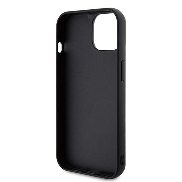 Karl Lagerfeld 3D Gummi Glitter Logo Etui til iPhone 15, Sort