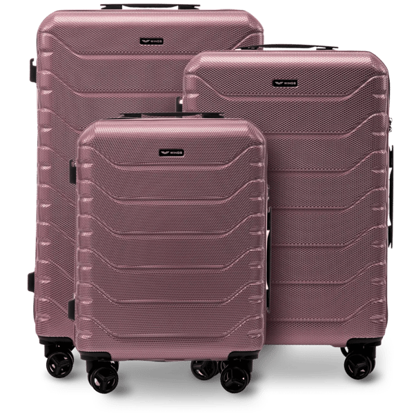 Set med 3 Wings CRAKE POLICARBON resväskor i 100 % roséguld