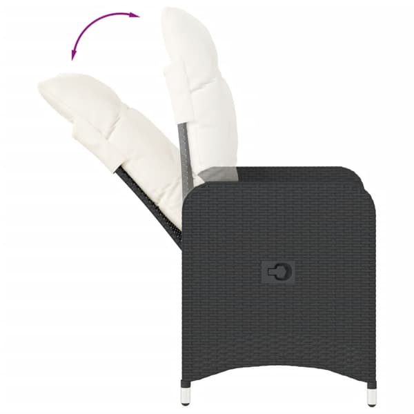vidaXL havestol med hynder, sort polyrattan