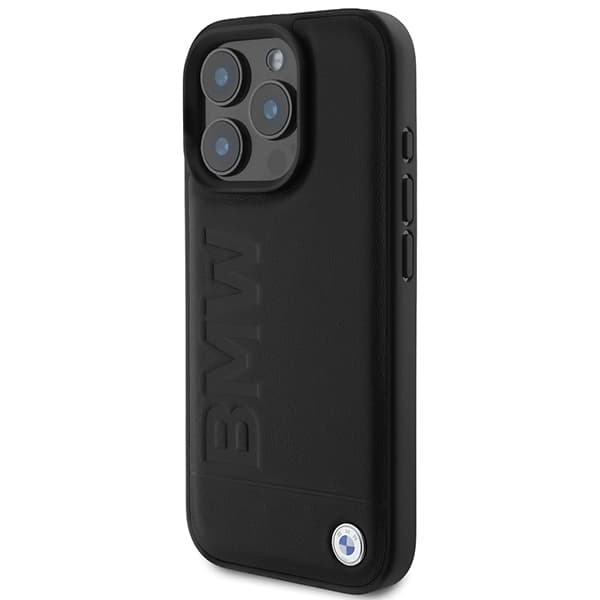 BMW Læder Hot Stamp MagSafe-etui til iPhone 16 Pro Max, Sort