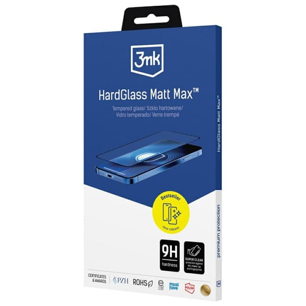 3MK HardGlass Matt Max härdat glas för iPhone 17 Pro Max