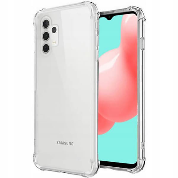 ETUI til Samsung Galaxy A32 5G STØDMIDDELFRI ARMOR TRANSPARENT ETUI + GLAS