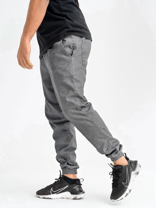 Herrgrå joggingjeans Method Mini M Logotypbroderi L