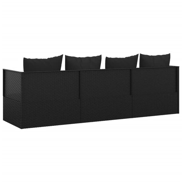 vidaXL Puutarhatuoli tyynyillä, musta, polyrottinki