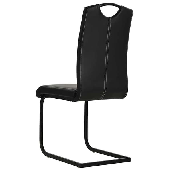 vidaXL Cantilever spisestole, sæt med 2, sort, kunstlæder