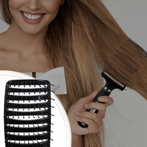 Hårbørste TIL kæmning, styling, massage med børster, sort