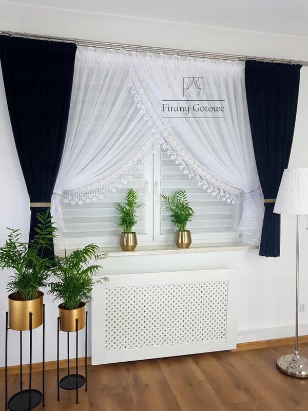 Elegant sæt fløjlsgardiner og draperinger - sort