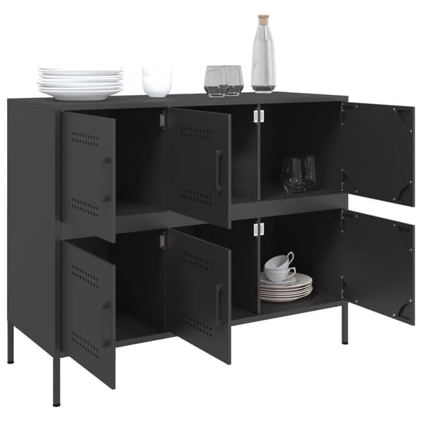 vidaXL skab, sort, 100,5x39x79 cm, stål