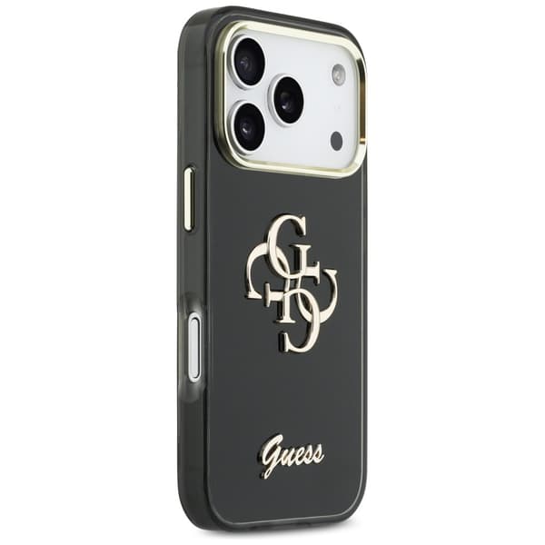 Guess IML 4G Script Metal-cover til iPhone 17 Pro, sort