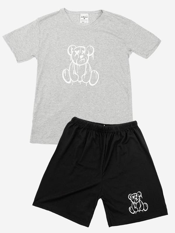 Bomullspyjamas herr grå MyStars Teddy Pjs M